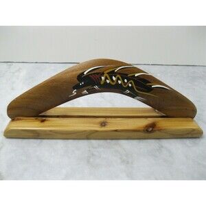 Boomerang Handmade Painted Australian Aboriginal Art 10" w/ Display Stand & Box